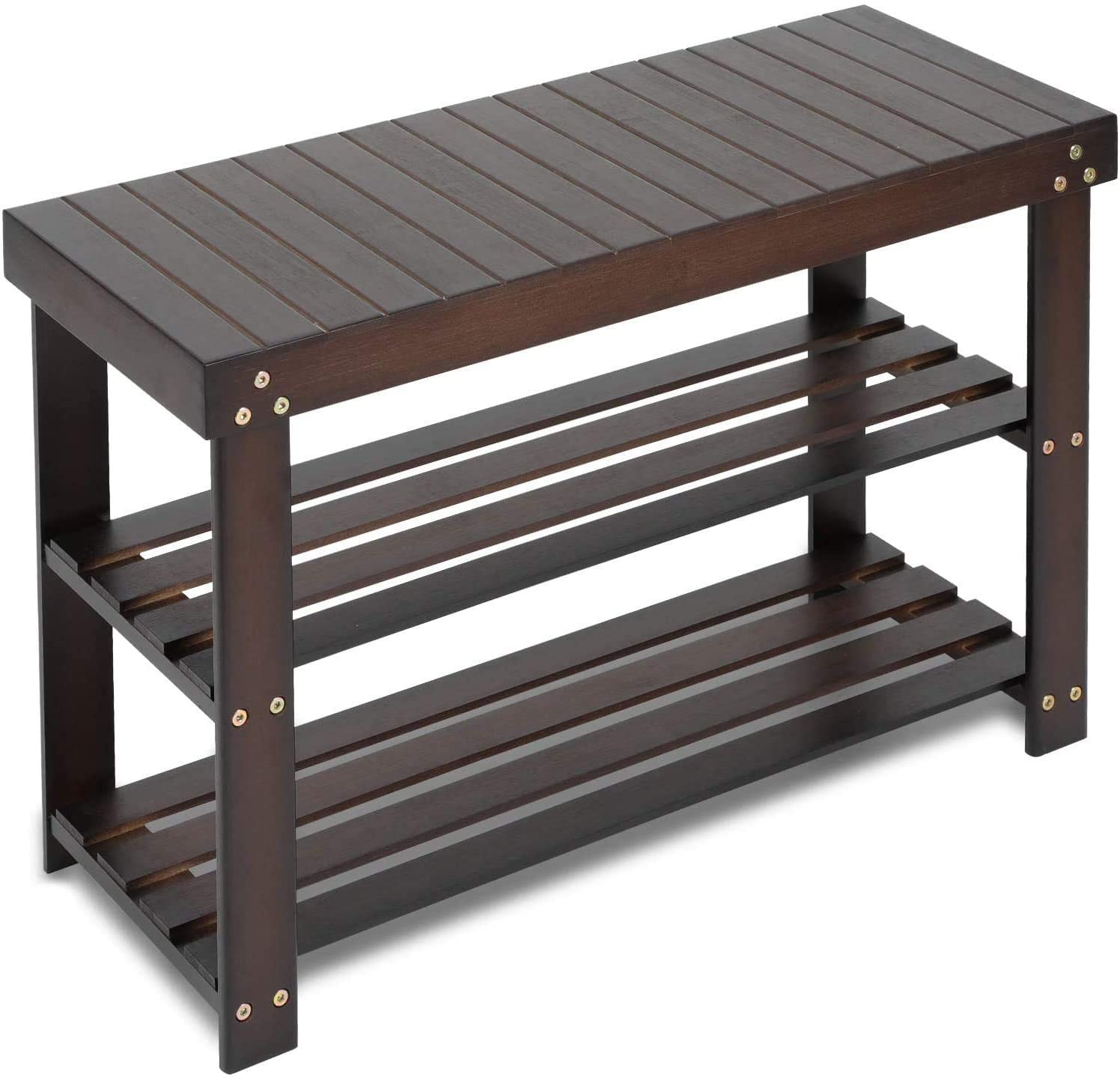 Bamboo Shoe Rack Bench, 3-Tier Sturdy for $33+